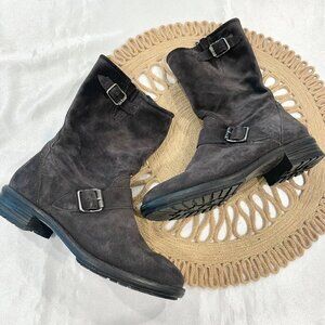 Paul Green Women's Adison Boot Biker Moto Distress Brown Suede Size UK 4